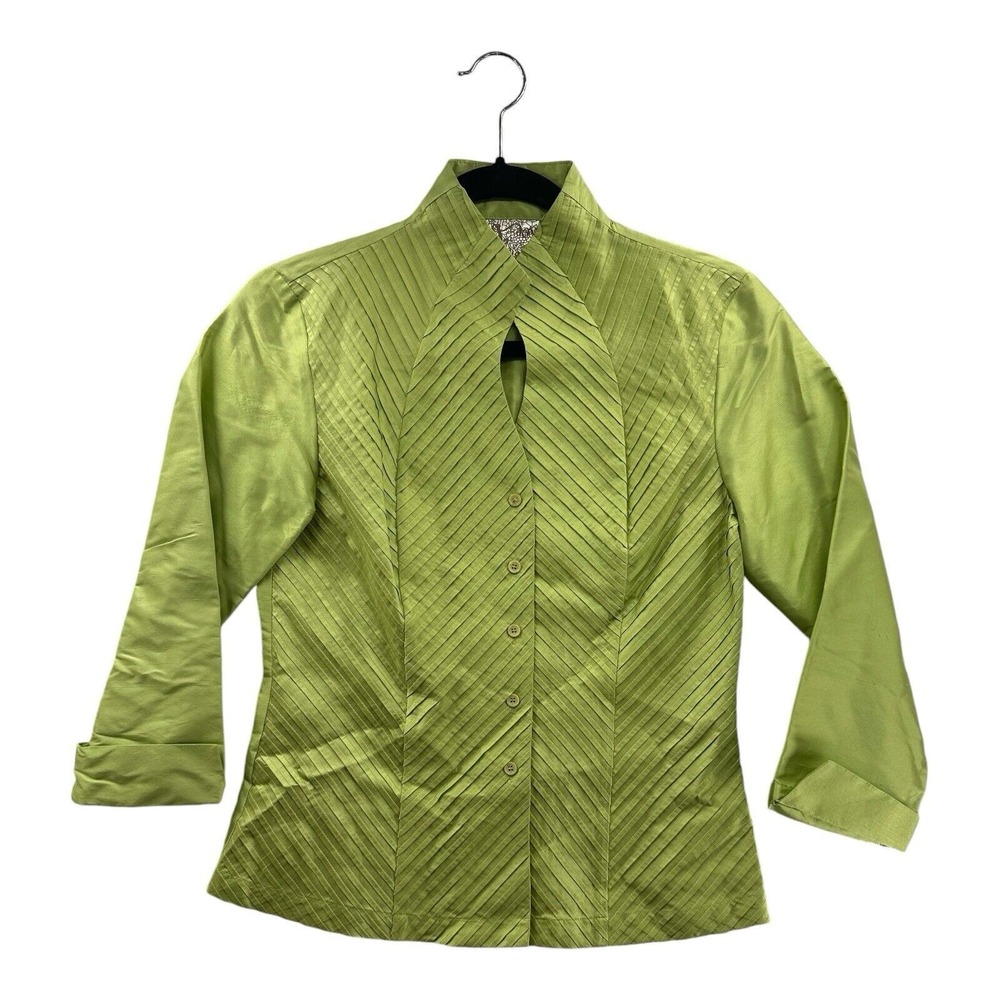 Filigree Women's Lime Green Textured Blouse, Size‎ Small, Pre-Owned